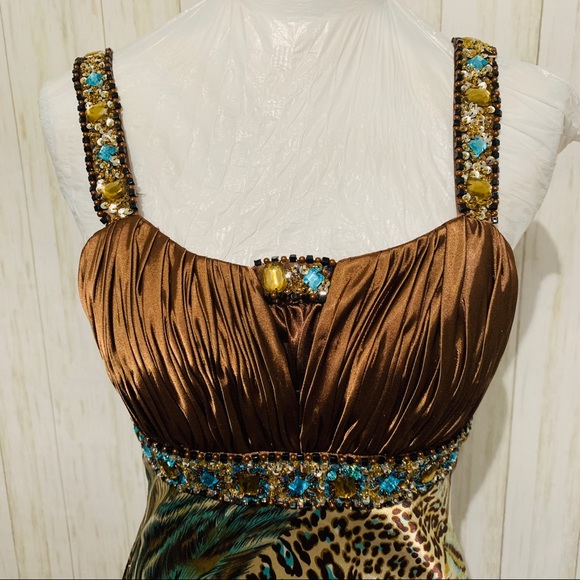 Dave & Johnny Animal Print Heavily Beaded Size 8 - Picture 2 of 8